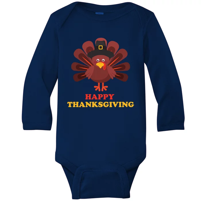 Happy Thanksgiving Turkey Holiday Festive Baby Long Sleeve Bodysuit