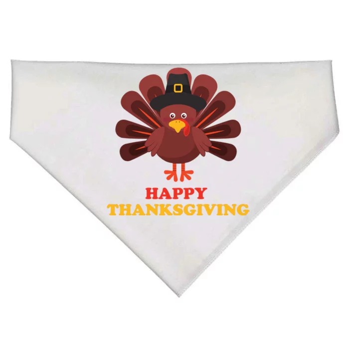 Happy Thanksgiving Turkey Holiday Festive USA-Made Doggie Bandana