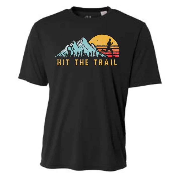 Hit the Trail, Runner Retro Style Vintage Running Graphic Cooling Performance Crew T-Shirt