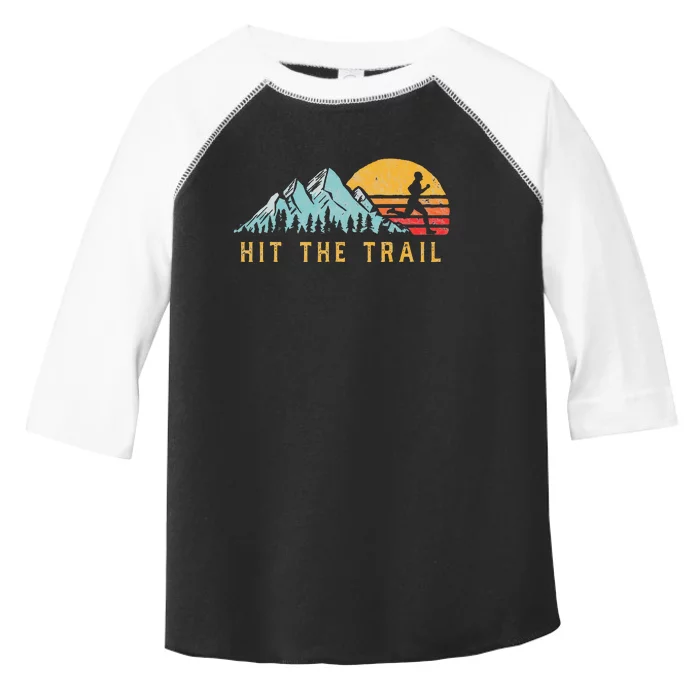 Hit the Trail, Runner Retro Style Vintage Running Graphic Toddler Fine Jersey T-Shirt