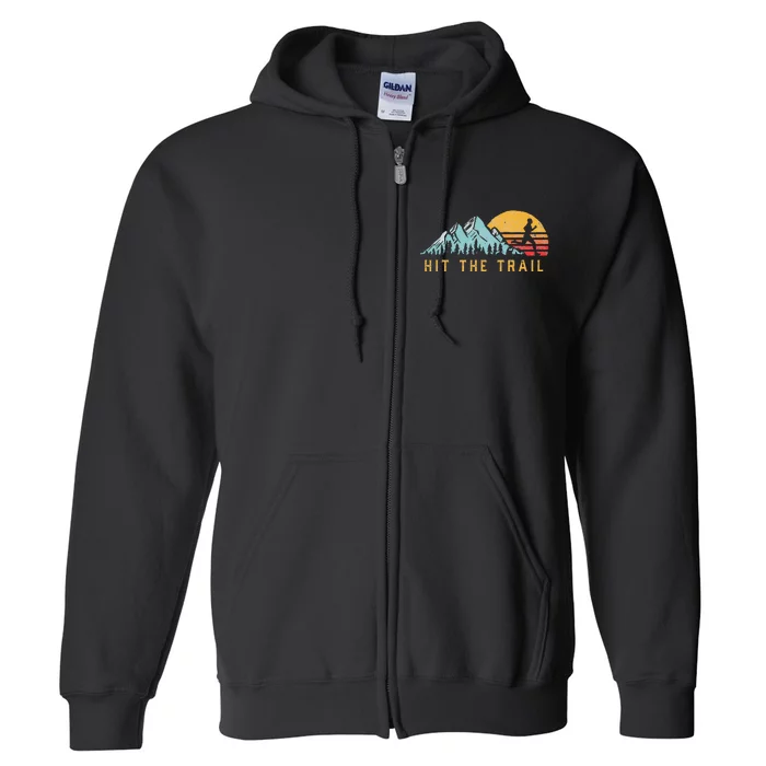 Hit the Trail, Runner Retro Style Vintage Running Graphic Full Zip Hoodie