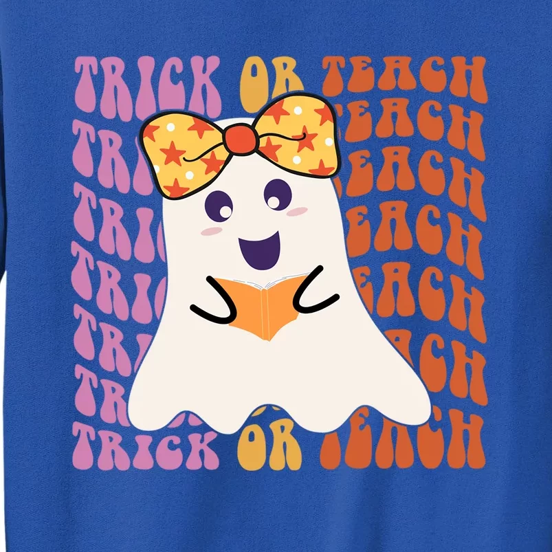 Halloween Teacher Trick Or Teach Cute Ghost Reading Book Funny Gift Sweatshirt