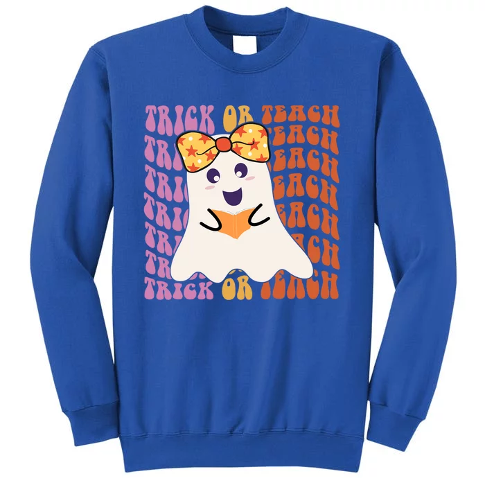 Halloween Teacher Trick Or Teach Cute Ghost Reading Book Funny Gift Sweatshirt