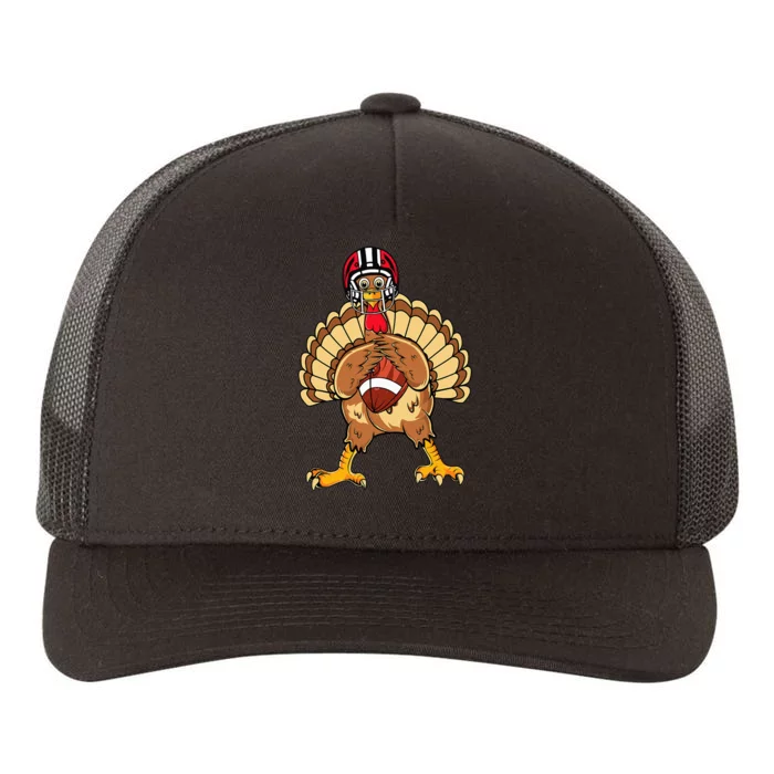 Happy Thanksgiving Turkey Playing Football Dad Yupoong Adult 5-Panel Trucker Hat