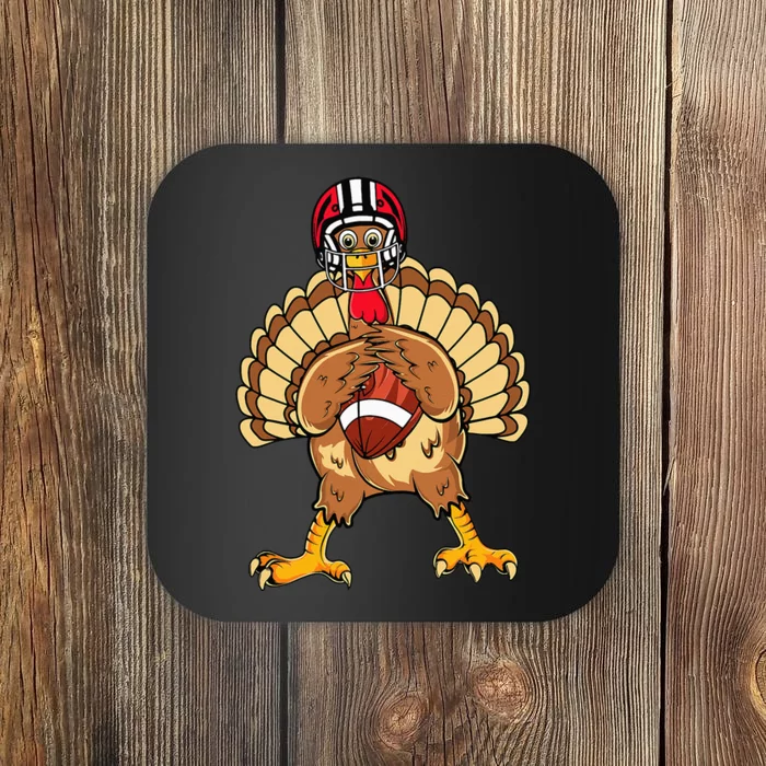 Happy Thanksgiving Turkey Playing Football Dad Coaster