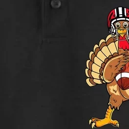 Happy Thanksgiving Turkey Playing Football Dad Dry Zone Grid Performance Polo