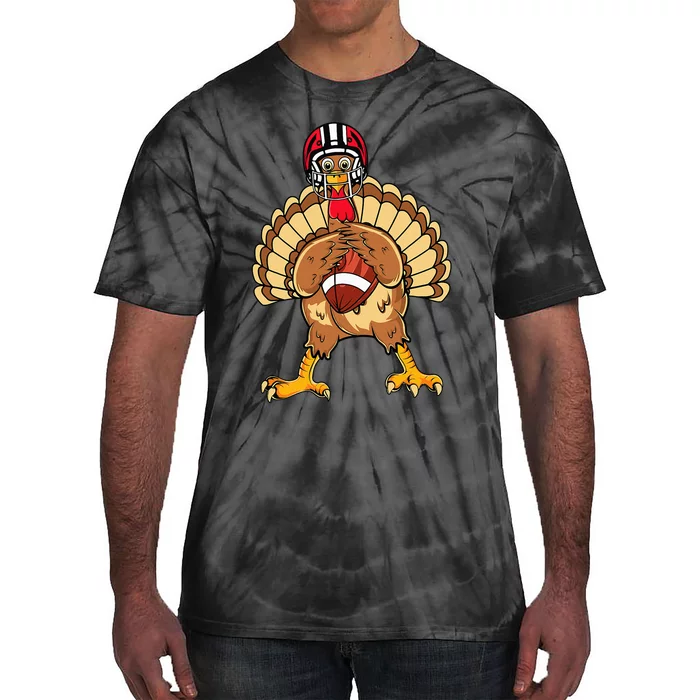 Happy Thanksgiving Turkey Playing Football Dad Tie-Dye T-Shirt