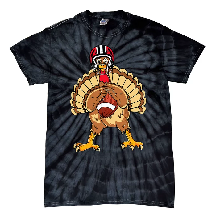 Happy Thanksgiving Turkey Playing Football Dad Tie-Dye T-Shirt