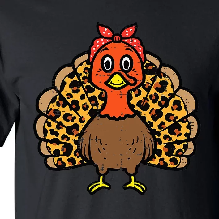 Happy Thanksgiving Turkey Bandana Fall Mom Tall T-Shirt