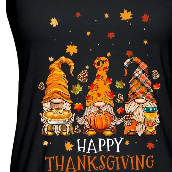 Happy Thanksgiving Three Gnomes Pumpkin Spice Autumn Fall Ladies Essential Flowy Tank