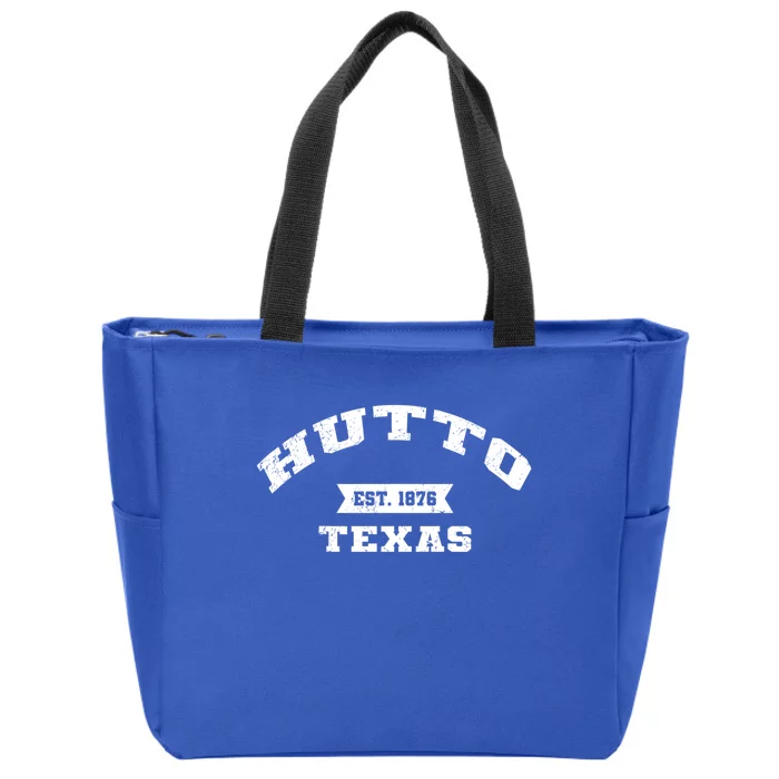 Hutto Texas Tx Vintage Athletic Sports Established Zip Tote Bag