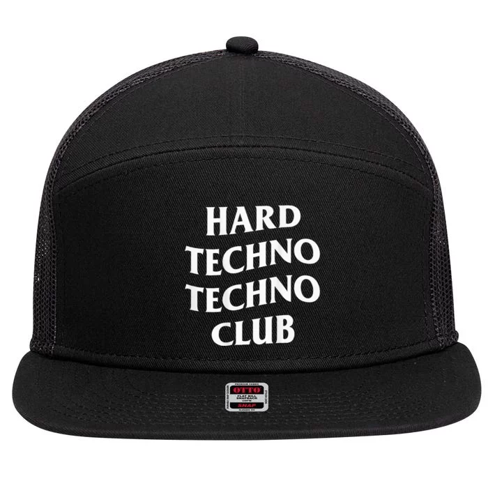 Hard Techno Techno Club X Raver Rave Party Outfit Backprint 7 Panel Mesh Trucker Snapback Hat