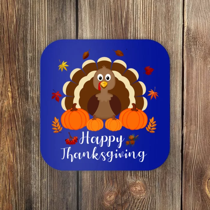 Happy Thanksgiving Turkey Day With Pumpkin Adults Gift Coaster