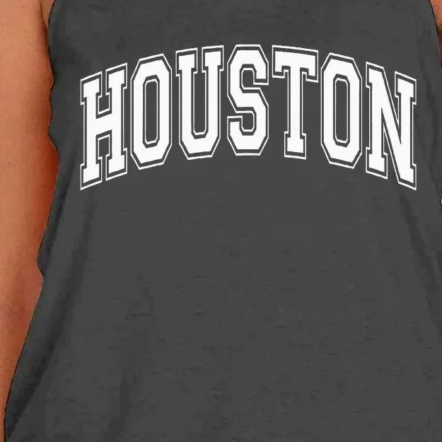 Houston Texas Tx Varsity Style White Font Women's Knotted Racerback Tank