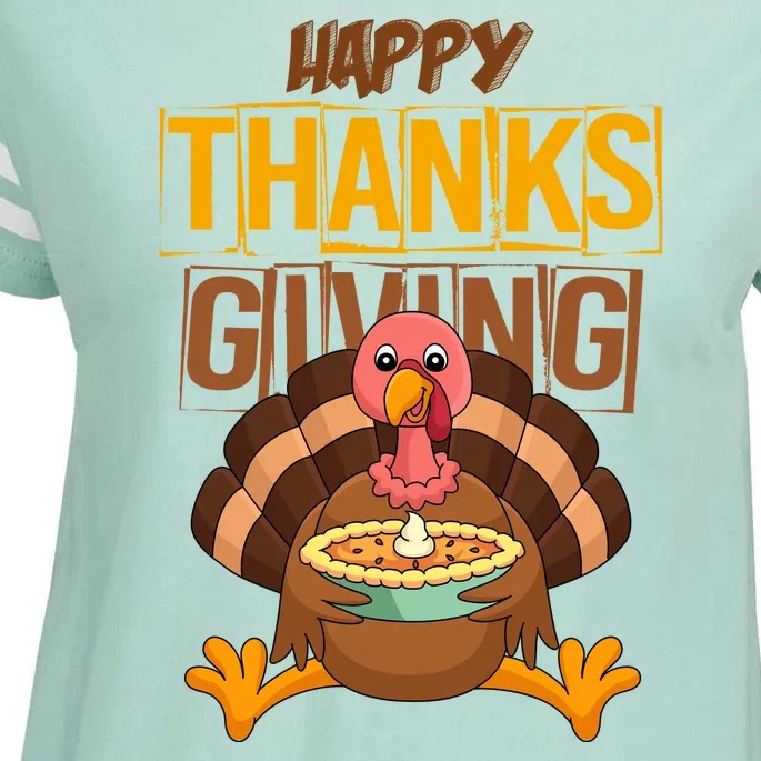 Happy Thanksgiving Turkey Pie Holiday Enza Ladies Jersey Football T-Shirt