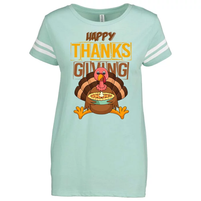 Happy Thanksgiving Turkey Pie Holiday Enza Ladies Jersey Football T-Shirt