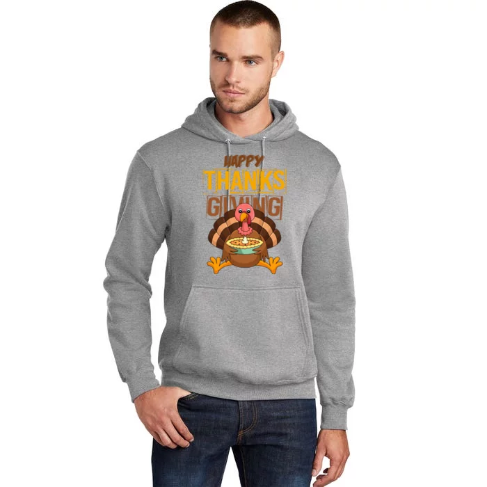 Happy Thanksgiving Turkey Pie Holiday Tall Hoodie