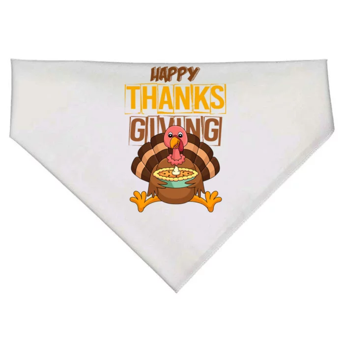 Happy Thanksgiving Turkey Pie Holiday USA-Made Doggie Bandana