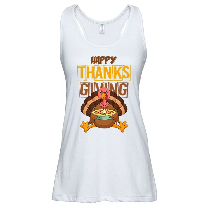 Happy Thanksgiving Turkey Pie Holiday Ladies Essential Flowy Tank