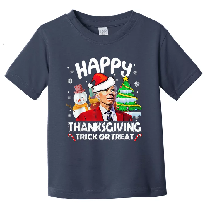 Happy Thanksgiving Trick Or Treat Joe Biden Santa Christmas Toddler T-Shirt