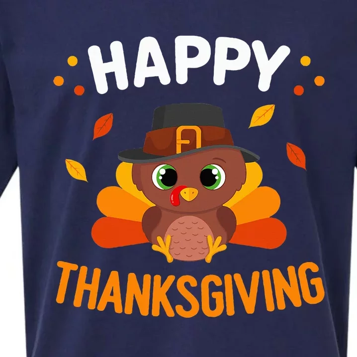 Happy Thanksgiving Turkey Day Gobble Sueded Cloud Jersey T-Shirt