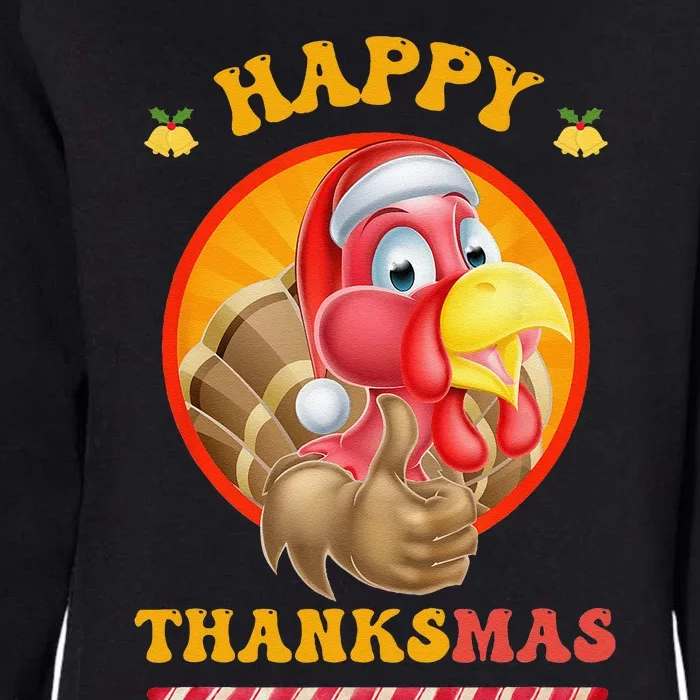 Happy Thanksmas Turkey Funny Thanksgiving Christmas Womens California Wash Sweatshirt