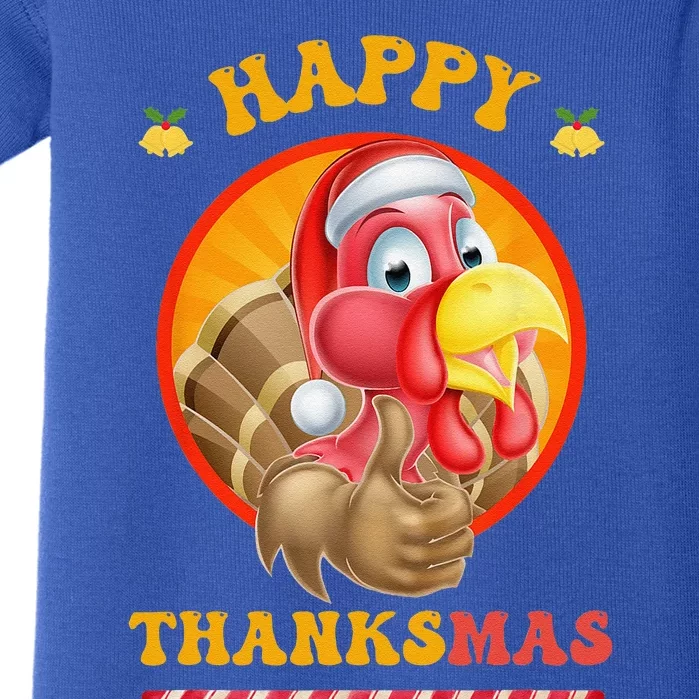 Happy Thanksmas Turkey Funny Thanksgiving Christmas Baby Bodysuit