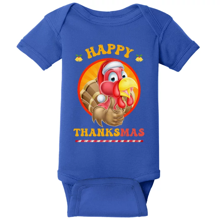 Happy Thanksmas Turkey Funny Thanksgiving Christmas Baby Bodysuit