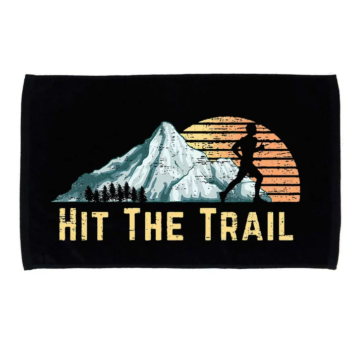 Hit The Trail Vintage Mountain Runner Retro Trail Running Microfiber Hand Towel