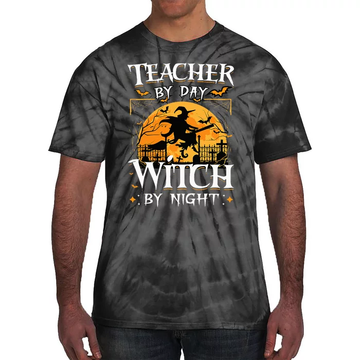 Halloween Teacher Transformation Daytime Educator Nighttime Sorceress Tie-Dye T-Shirt