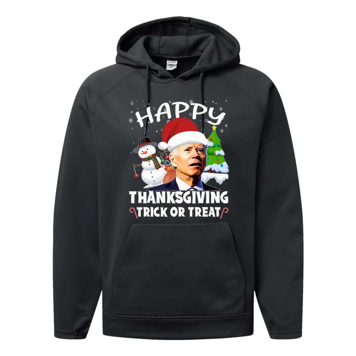 Happy Thanksgiving Trick or Treat Joe Biden Santa Christmas Performance Fleece Hoodie