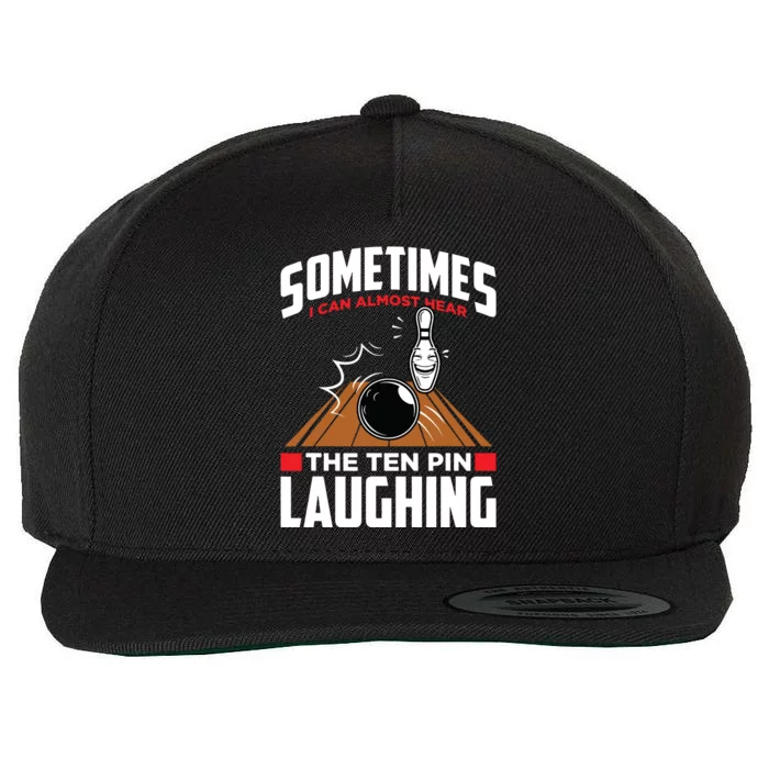 Hear The Ten Pin Laughing Funny Bowler & Bowling Wool Snapback Cap