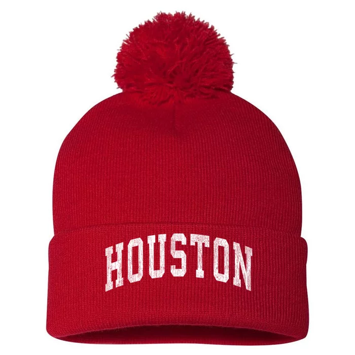 Houston Texas Tx Vintage Athletic Sports Design Pom Pom 12in Knit Beanie