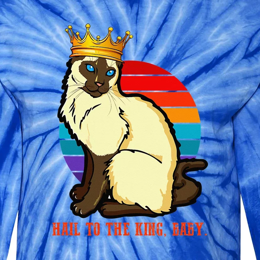 Hail To The King Baby Siamese Cat Wearing Crown Tie-Dye Long Sleeve Shirt