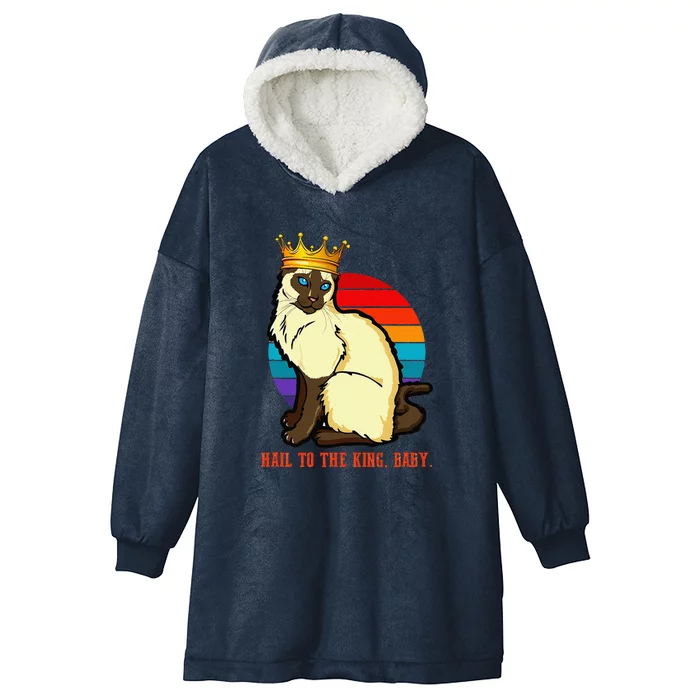 Hail To The King Baby Siamese Cat Wearing Crown Hooded Wearable Blanket