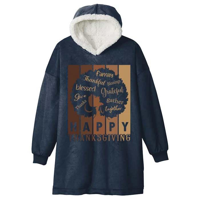 Happy Thanksgiving Thankful Blessings Thanksgiving Family Cute Gift Hooded Wearable Blanket