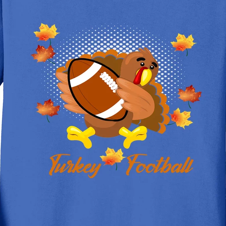 Happy Thanksgiving Turkey Football Game Great Gift Kids Long Sleeve Shirt