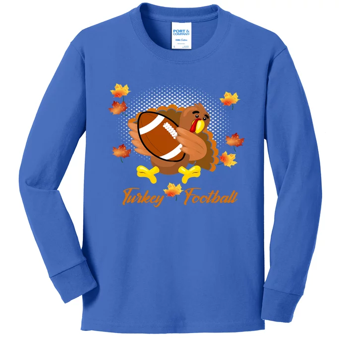 Happy Thanksgiving Turkey Football Game Great Gift Kids Long Sleeve Shirt