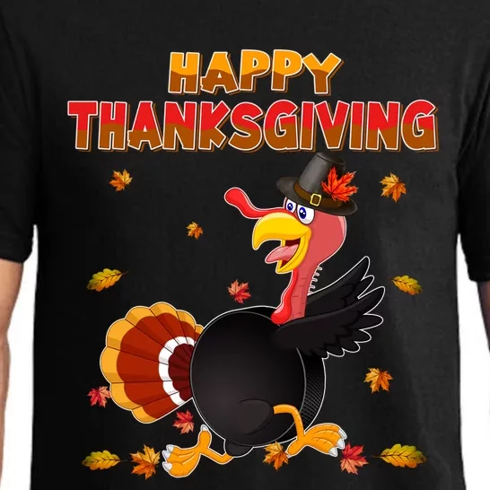 Happy Thanksgiving Turkey Ice Hockey Ball Autumn Fall Vibes Gift Pajama Set