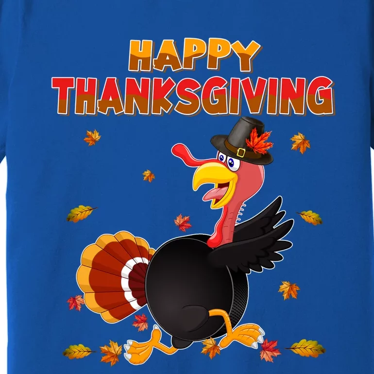 Happy Thanksgiving Turkey Ice Hockey Ball Autumn Fall Vibes Gift Premium T-Shirt