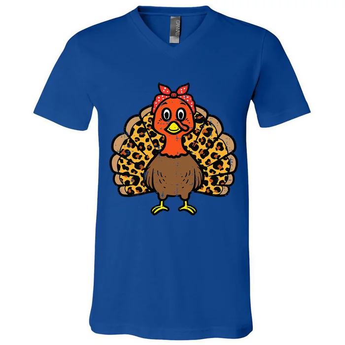 Happy Thanksgiving Turkey Bandana Fall Mom V-Neck T-Shirt