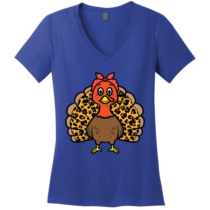 Happy Thanksgiving Turkey Bandana Fall Mom Women's V-Neck T-Shirt