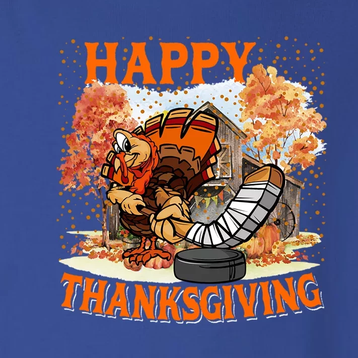 Happy Thanksgiving Turkey Playing Hockey Player Fall Tree Gift Toddler Long Sleeve Shirt