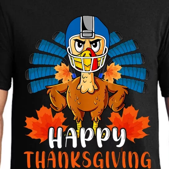 Happy Thanksgiving Turkey Playing Hockey Team Givethanks Day Gift Pajama Set