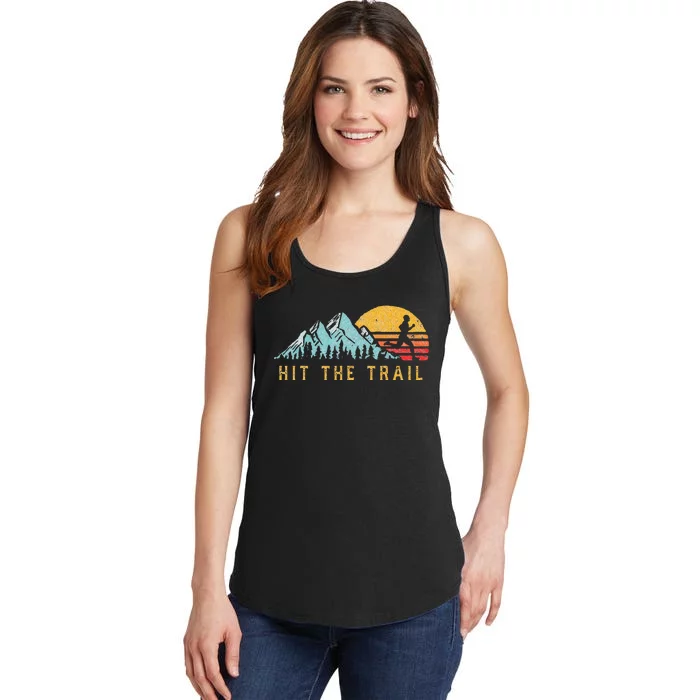 Hit The Trail Runner Retro Style Vintage Running Graphic Ladies Essential Tank