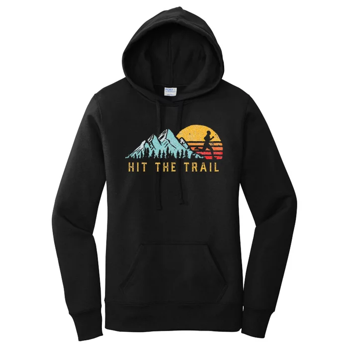 Hit The Trail Runner Retro Style Vintage Running Graphic Women's Pullover Hoodie