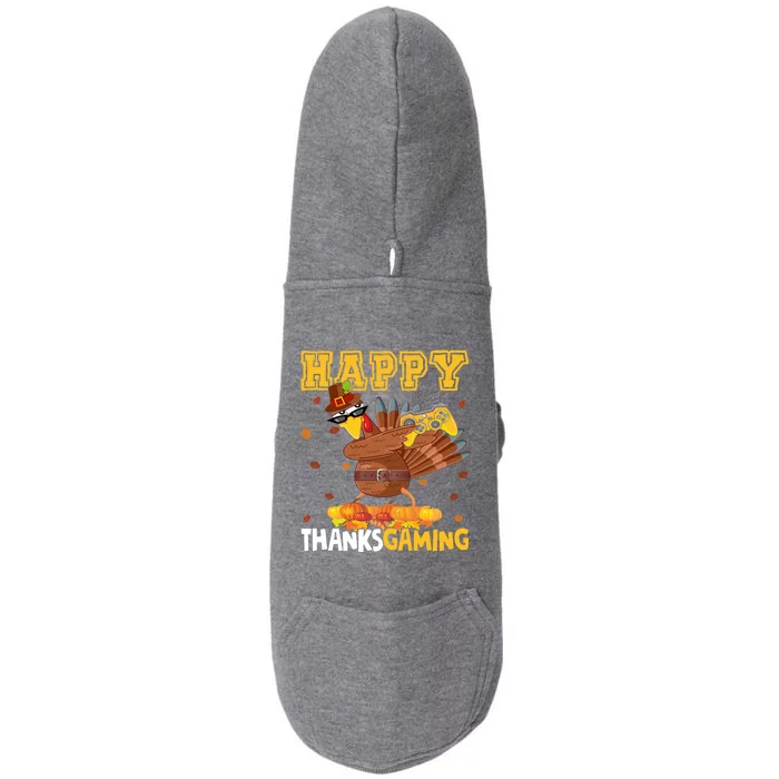 Happy Thanksgaming Thanksgiving Turkey Playing Video Game Gift Doggie 3-End Fleece Hoodie