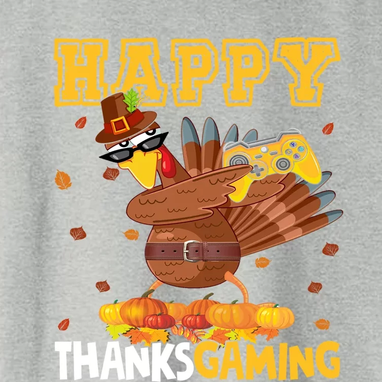 Happy Thanksgaming Thanksgiving Turkey Playing Video Game Gift Women's Crop Top Tee