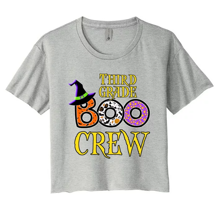 Halloween Teacher Third Grade Boo Crew Cute Gift Women's Crop Top Tee