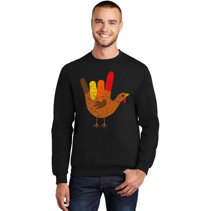 Happy Thanksgiving Turkey ASL I Love You Sign Language Sweatshirt